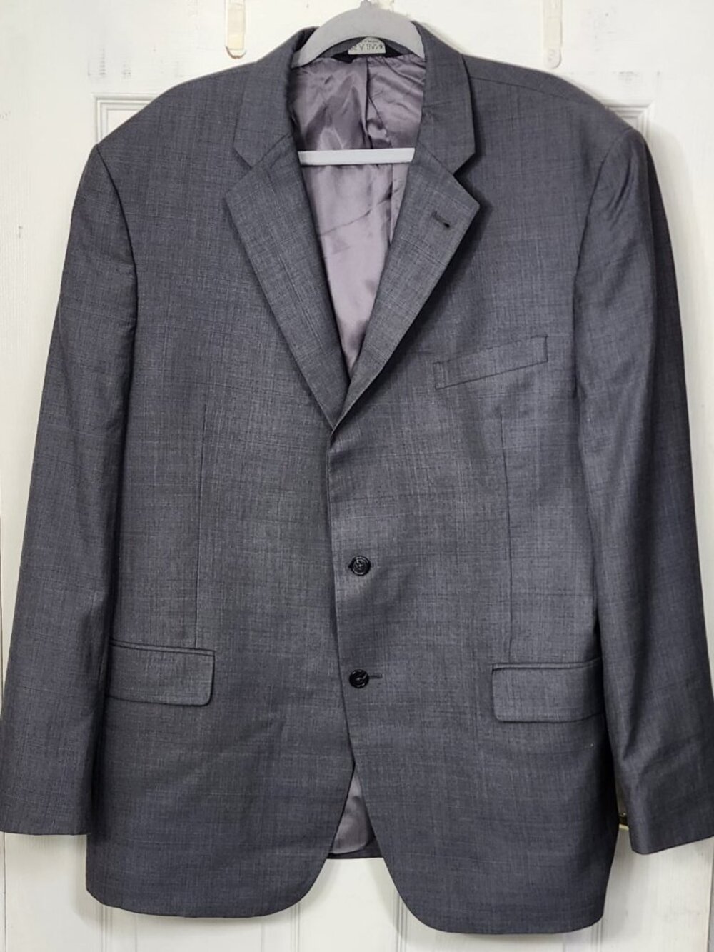 Jos. A. Bank Men’s Gray Plaid Wool Silk Blazer Size 46L Made in Mexico Suit Coat